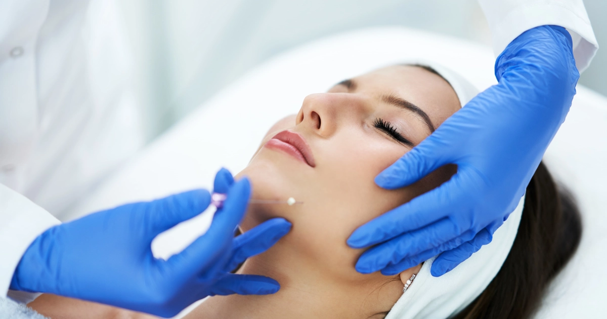 Woman receiving facial PDO Threads procedure in Lake Forest, IL